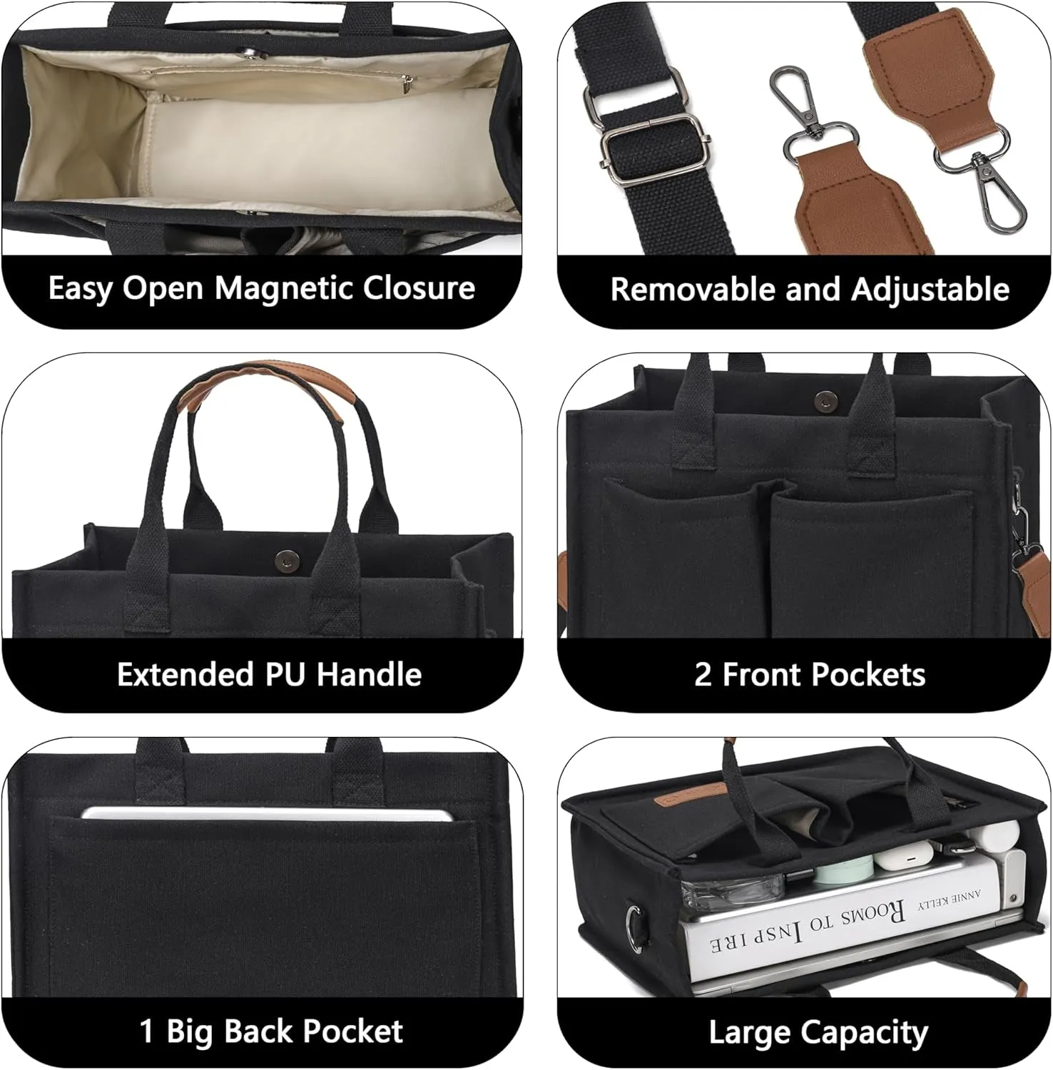 Canvas Tote Laptop Bag for Women Crossbody Bag for Travel & Work