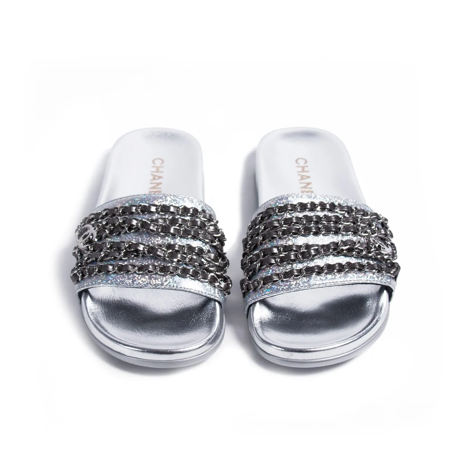 Chanel Chain-Link Slide Sandals