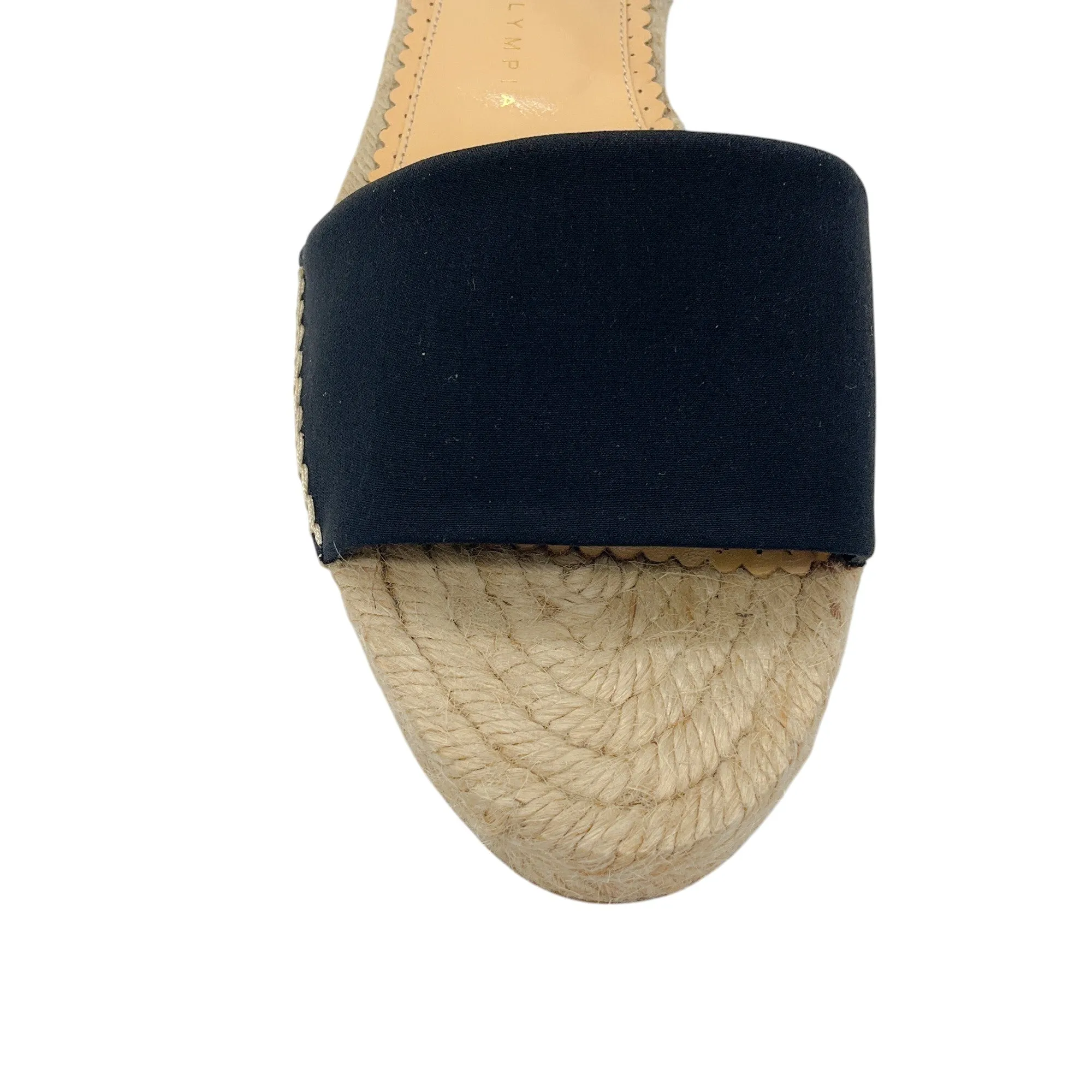 Charlotte Olympia Black / Gold Metallic Espadrille Ankle Strap Sandals