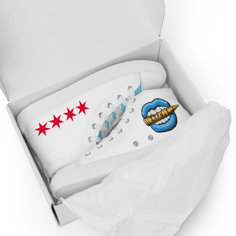 Chicago Flag Women’s high top canvas shoes