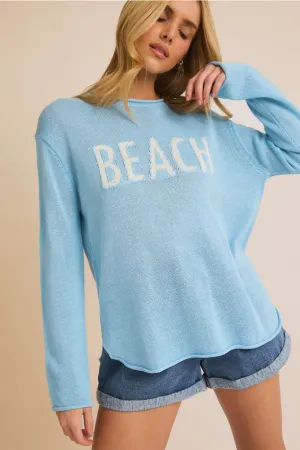 Coastal Breeze Lightweight Sweater – "BEACH" Design
