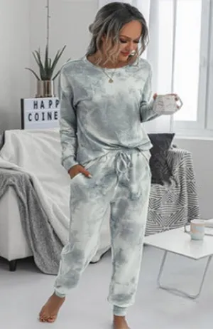 Comfy Thin & Lightweight Dark Greyish Tie-Dye Co-ord Set