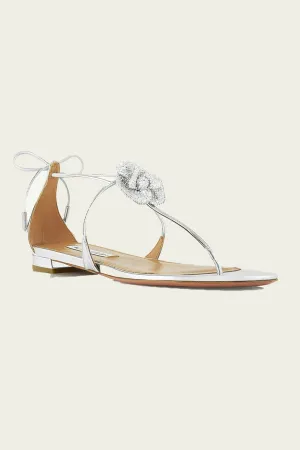 Crystal Orchid Sandal Flat in Silver
