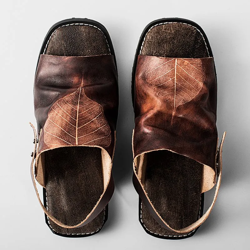 Custom cowhide slip-on sandals for men and women