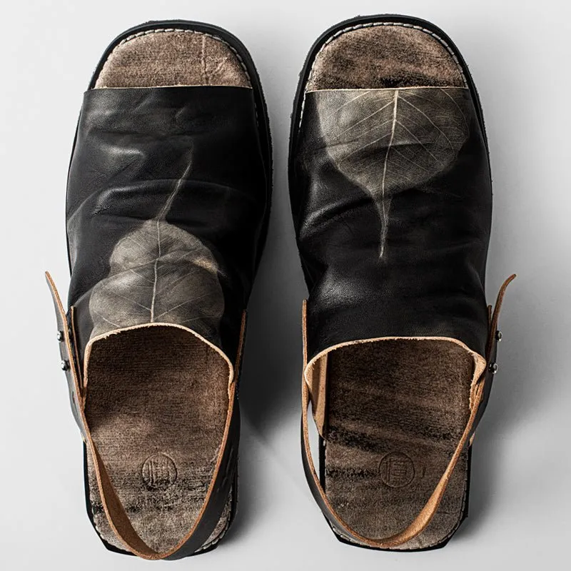 Custom cowhide slip-on sandals for men and women