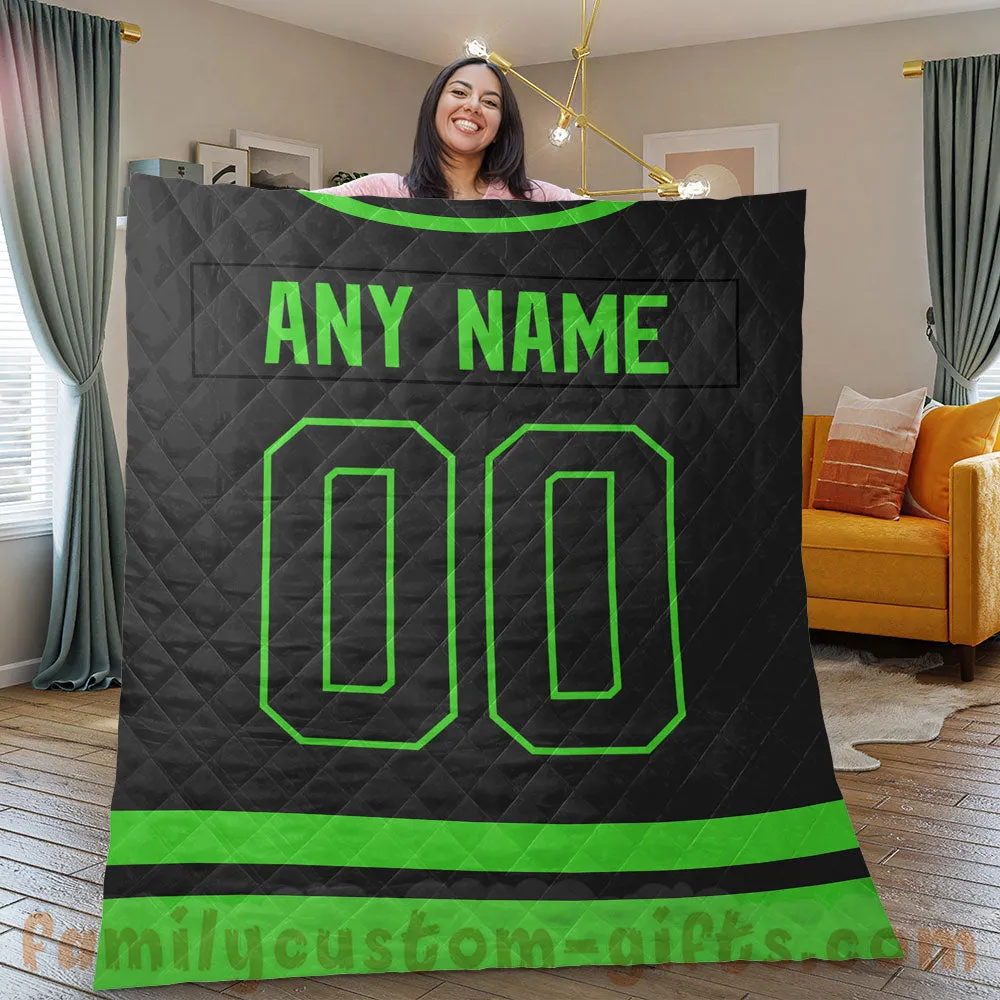 Custom Premium Quilt Blanket Dallas Jersey Ice Hockey Personalized Quilt Gifts for Her & Him