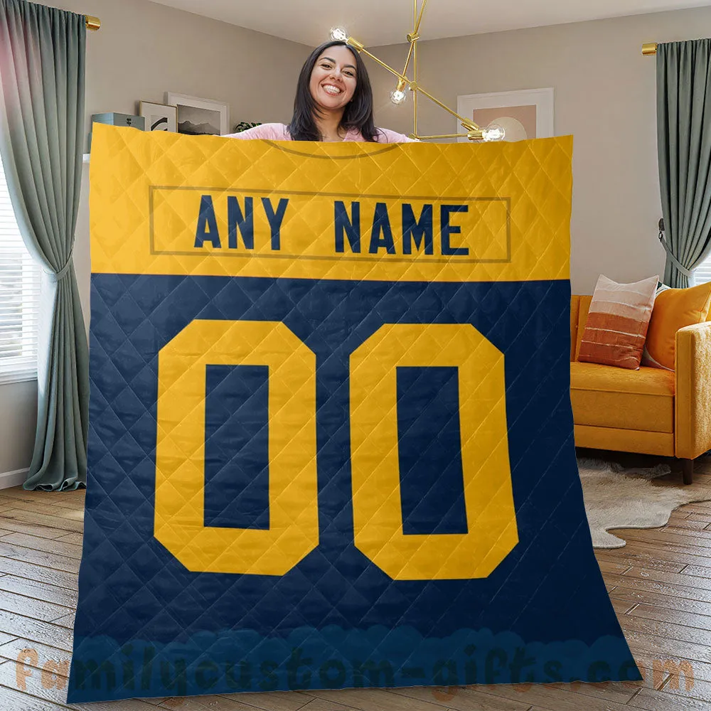 Custom Premium Quilt Blanket Green Bay Jersey American Football Personalized Quilt Gifts for Her & Him