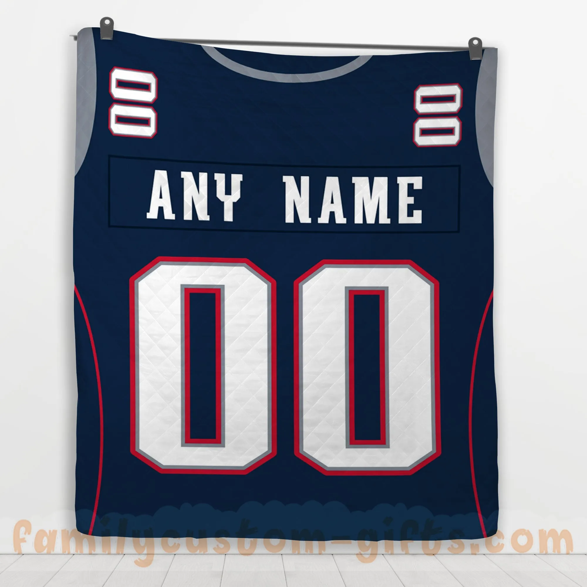 Custom Premium Quilt Blanket New England Jersey American Football Personalized Quilt Gifts for Her & Him