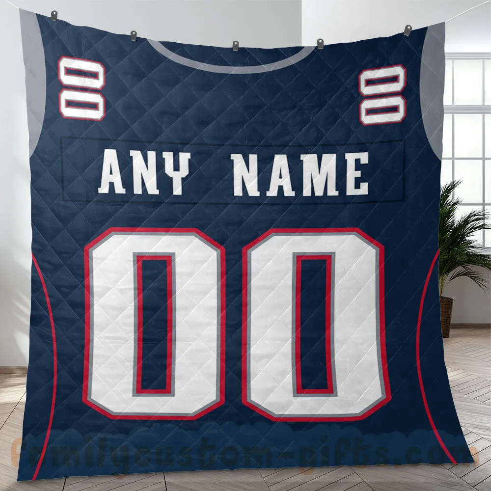 Custom Premium Quilt Blanket New England Jersey American Football Personalized Quilt Gifts for Her & Him