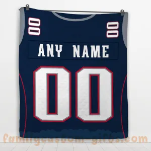 Custom Premium Quilt Blanket New England Jersey American Football Personalized Quilt Gifts for Her & Him