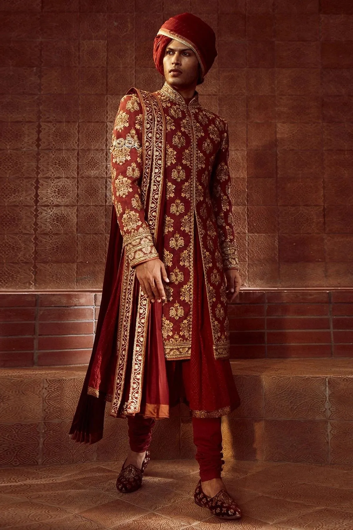 DEEP MAROON SHERWANI