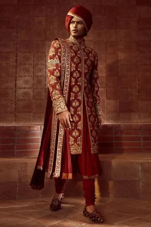 DEEP MAROON SHERWANI