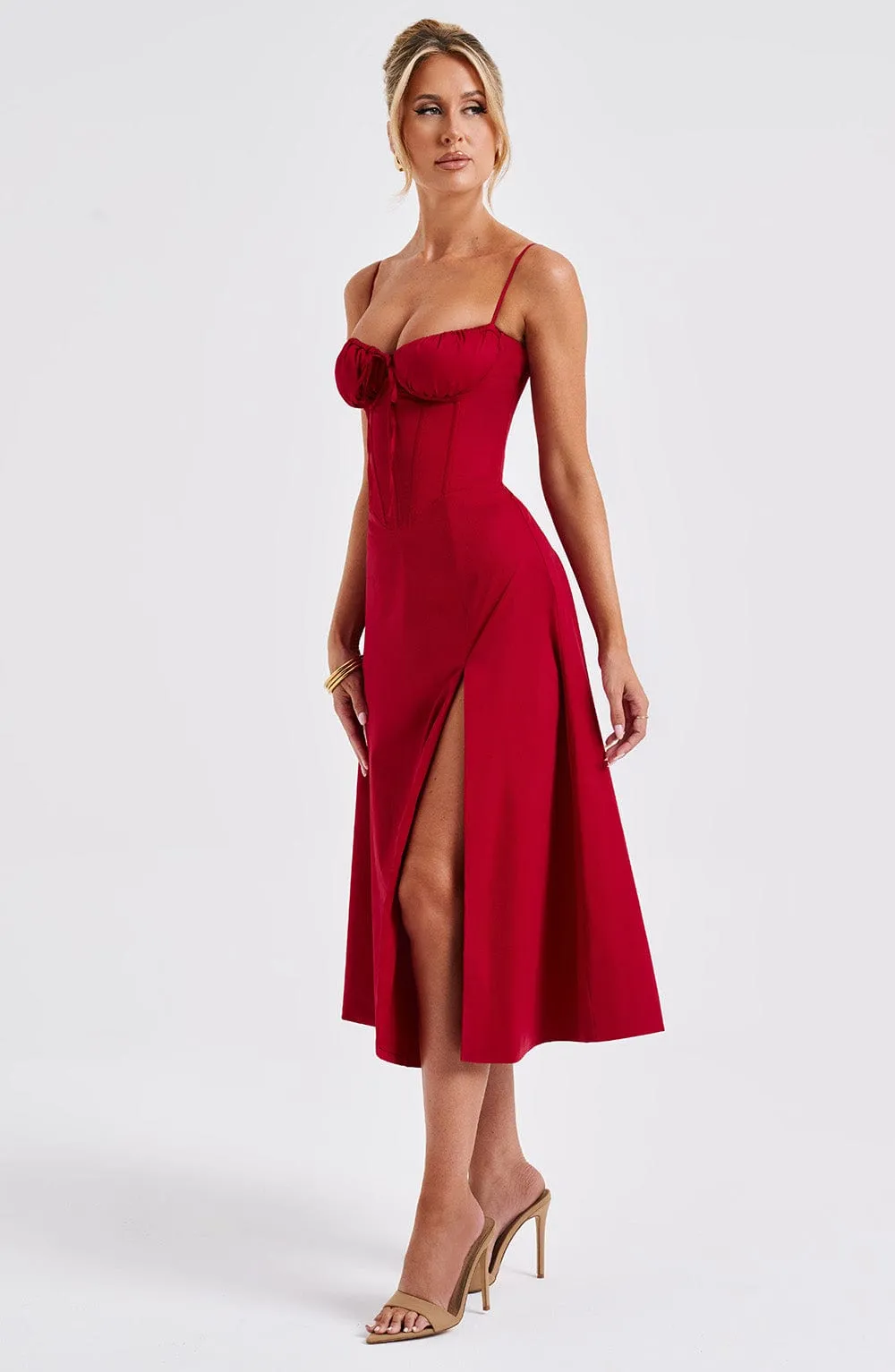 Delilah Midi Dress - Red