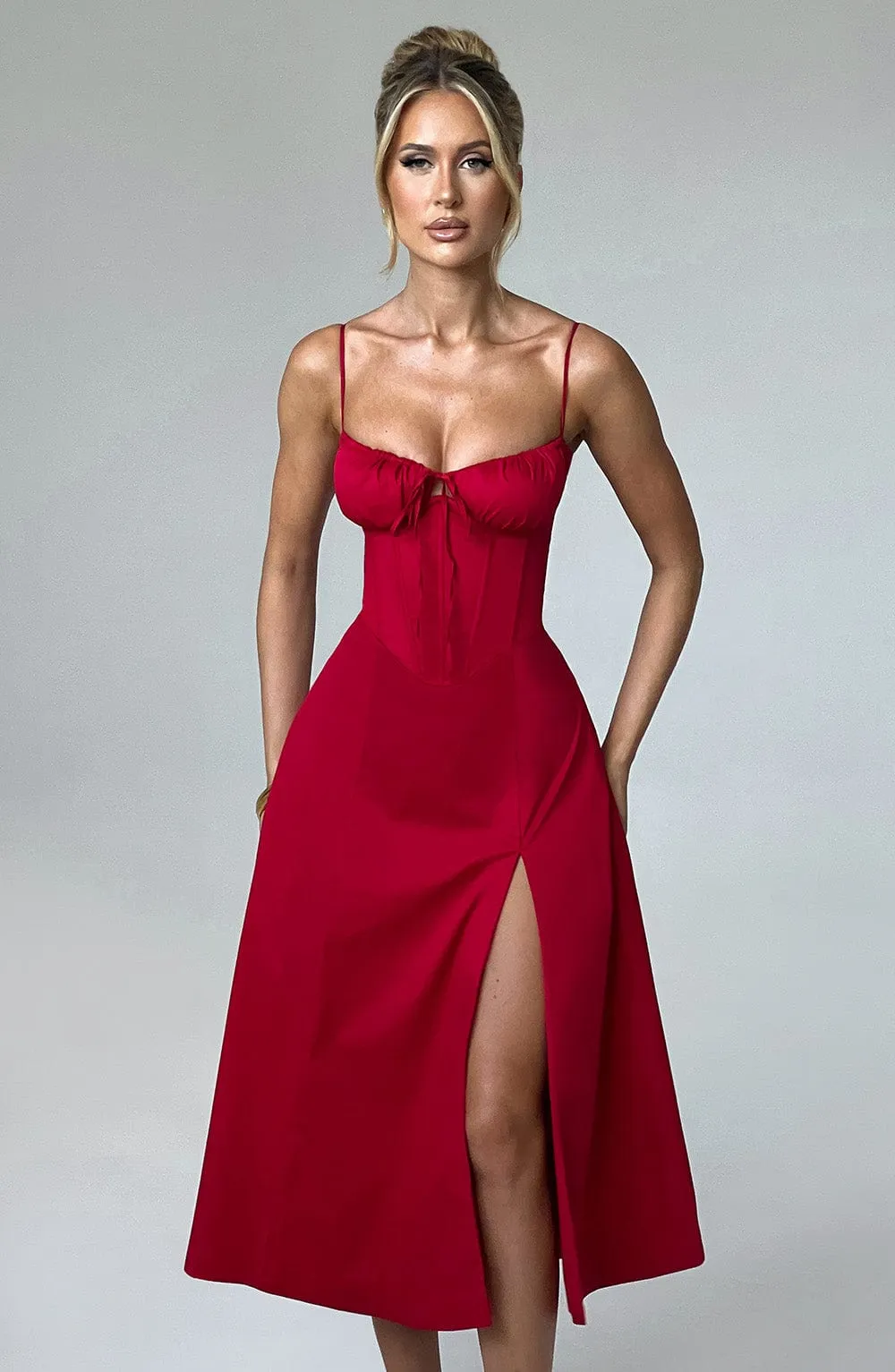 Delilah Midi Dress - Red