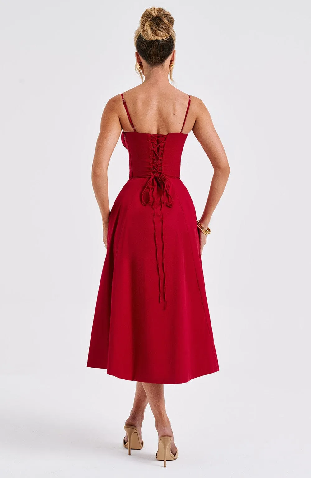 Delilah Midi Dress - Red