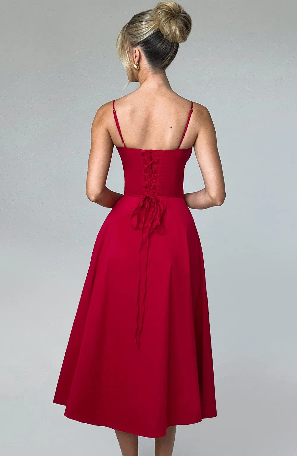 Delilah Midi Dress - Red