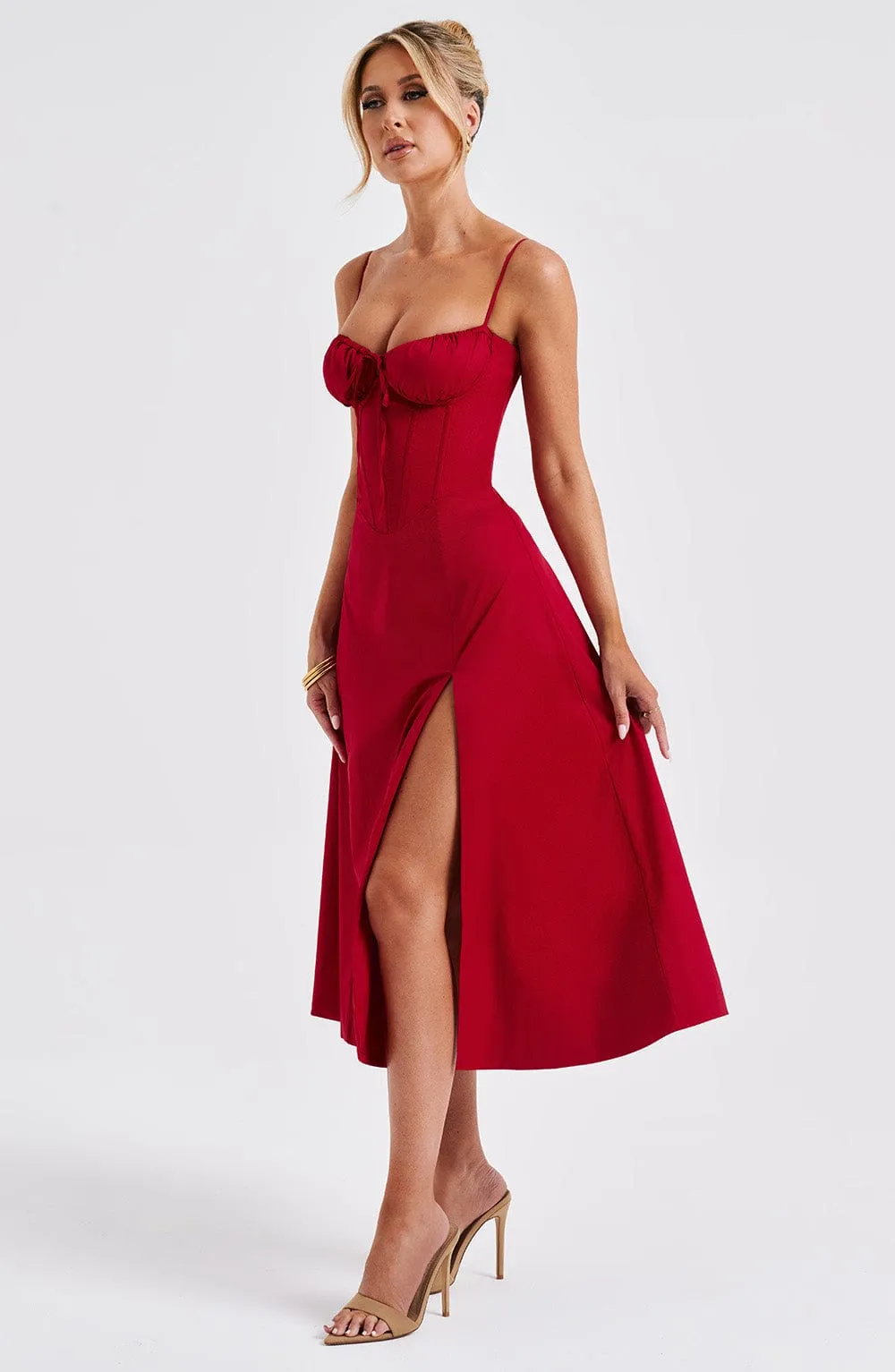 Delilah Midi Dress - Red