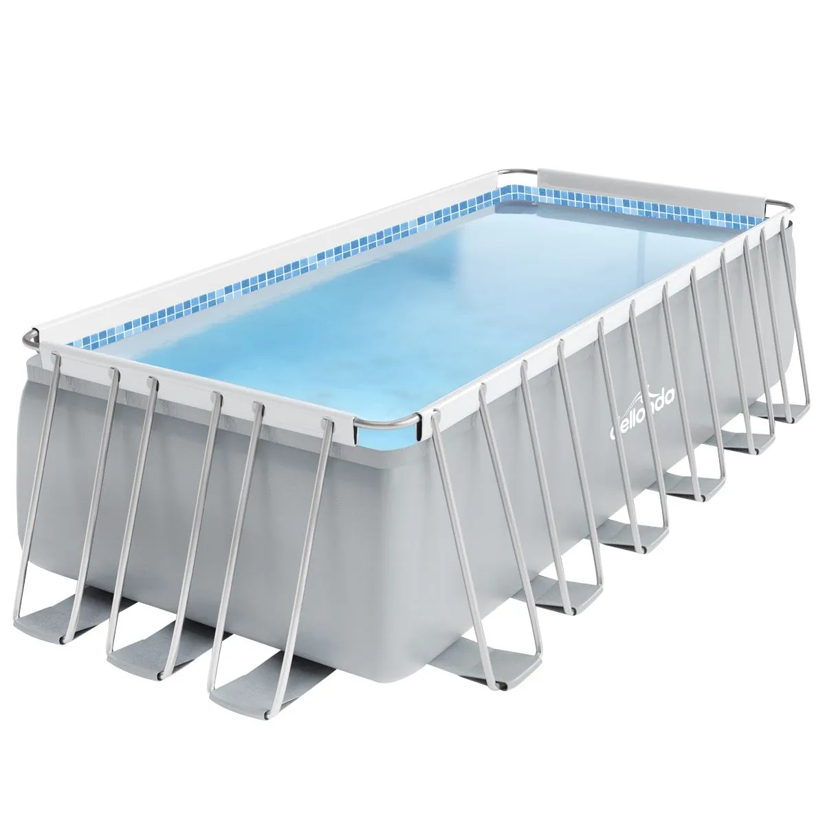Dellonda 25ft Deluxe Steel Frame Swimming Pool with Step Ladder, Ground Covers and Filter Pump
