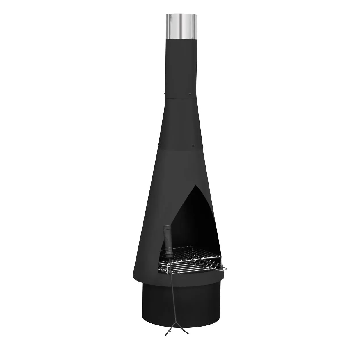 Dellonda Outdoor Chiminea, Fireplace, Fire Pit, Heater, Durable, Black Steel