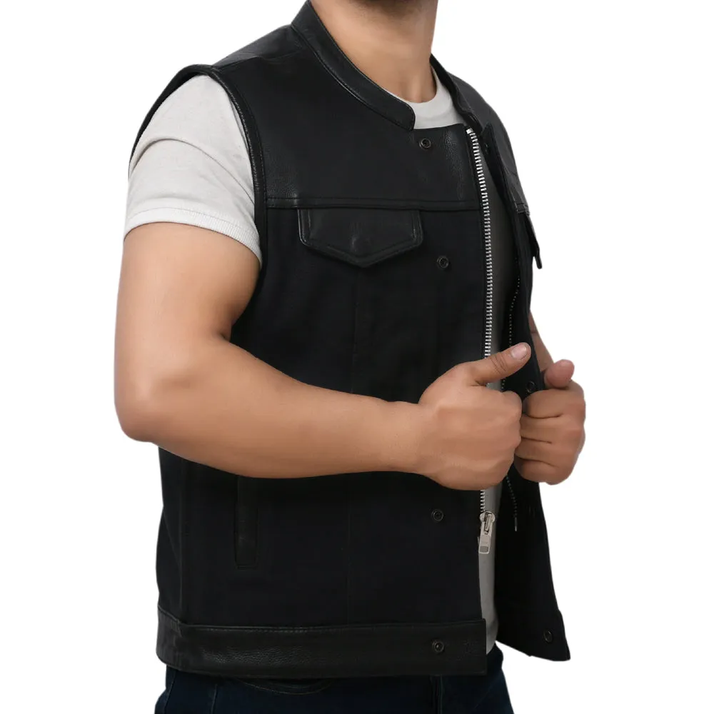 DETOUR - Motorcycle Leather/Canvas Vest