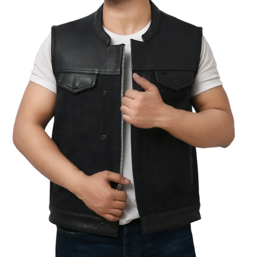 DETOUR - Motorcycle Leather/Canvas Vest