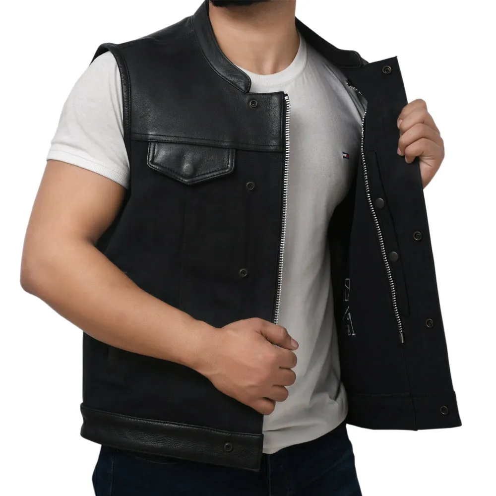 DETOUR - Motorcycle Leather/Canvas Vest