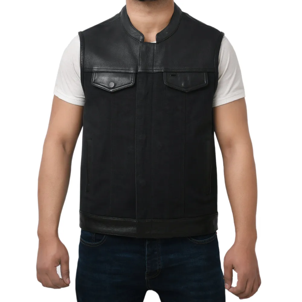DETOUR - Motorcycle Leather/Canvas Vest