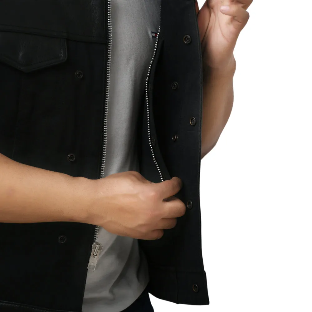 DETOUR - Motorcycle Leather/Canvas Vest