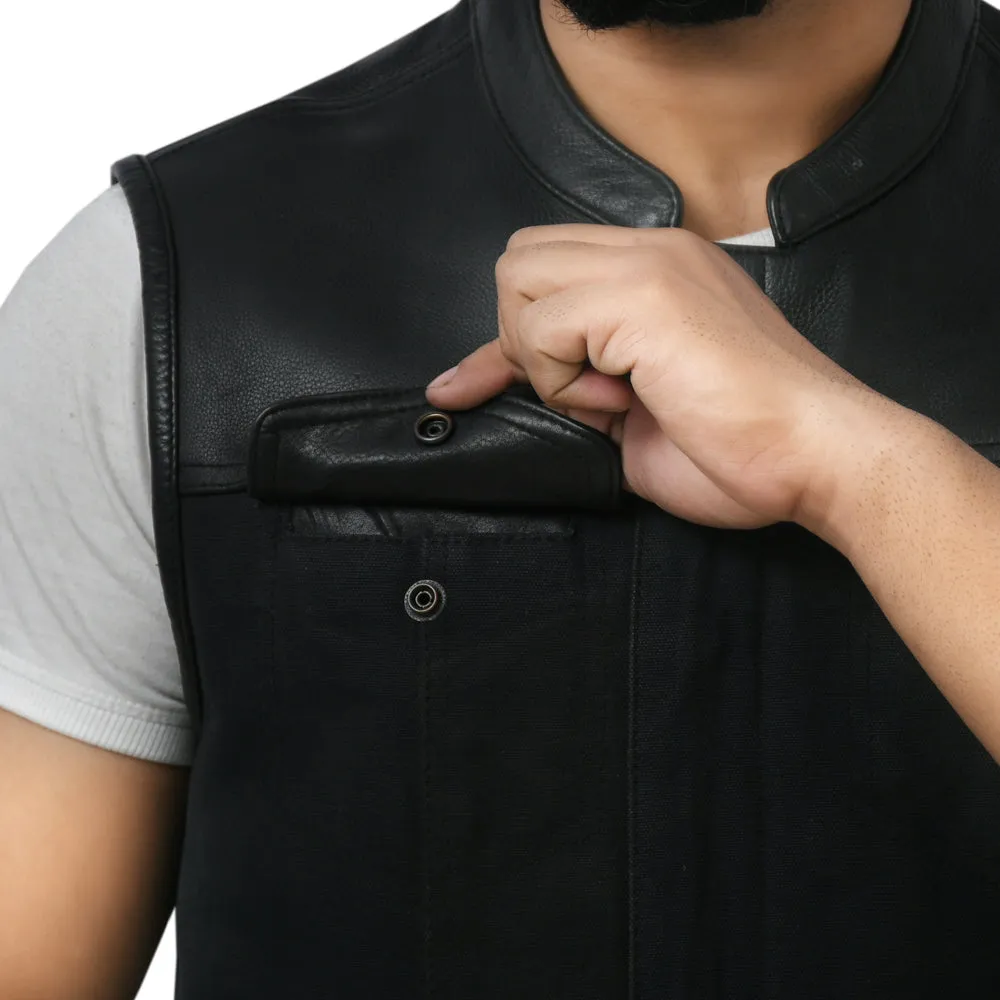 DETOUR - Motorcycle Leather/Canvas Vest
