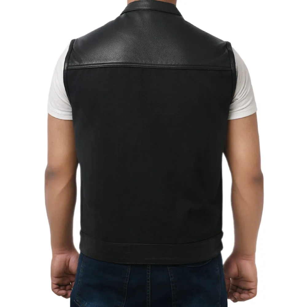 DETOUR - Motorcycle Leather/Canvas Vest