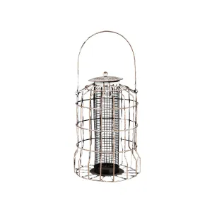 Distressed Metal Bird Feeder, White,2bf7137