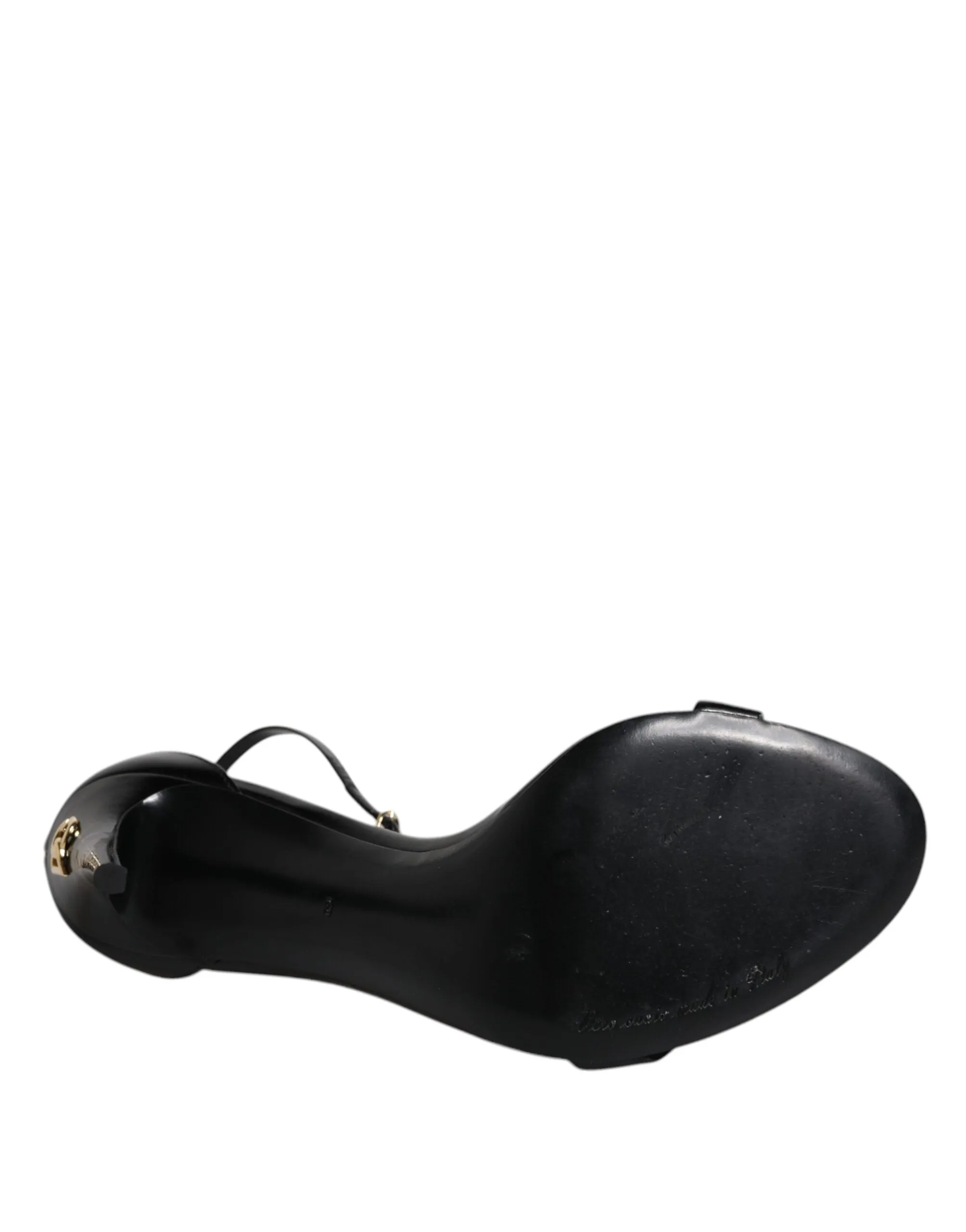 Dolce&Gabbana KEIRA Women Black Sandals 100% Leather Ankle Strap Shoes Sz EUR 39