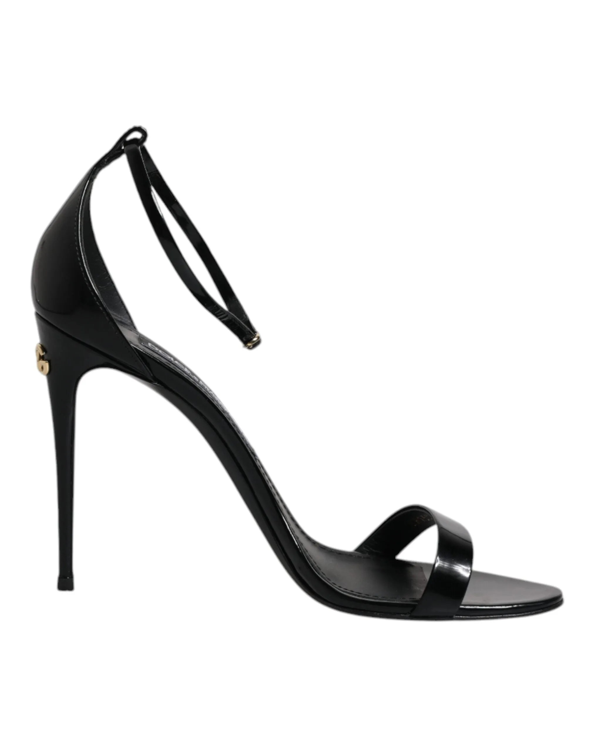 Dolce&Gabbana KEIRA Women Black Sandals 100% Leather Ankle Strap Shoes Sz EUR 39