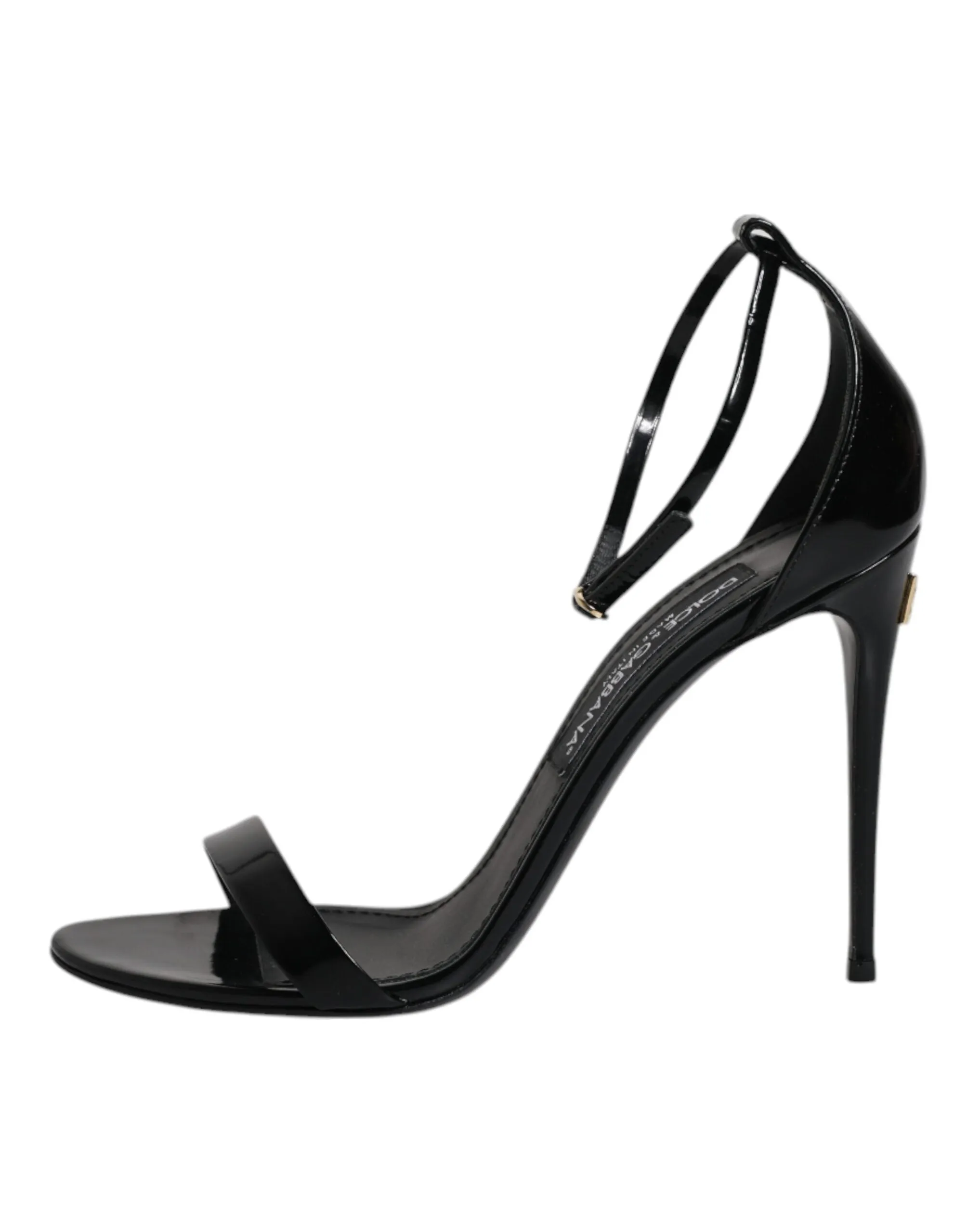 Dolce&Gabbana KEIRA Women Black Sandals 100% Leather Ankle Strap Shoes Sz EUR 39