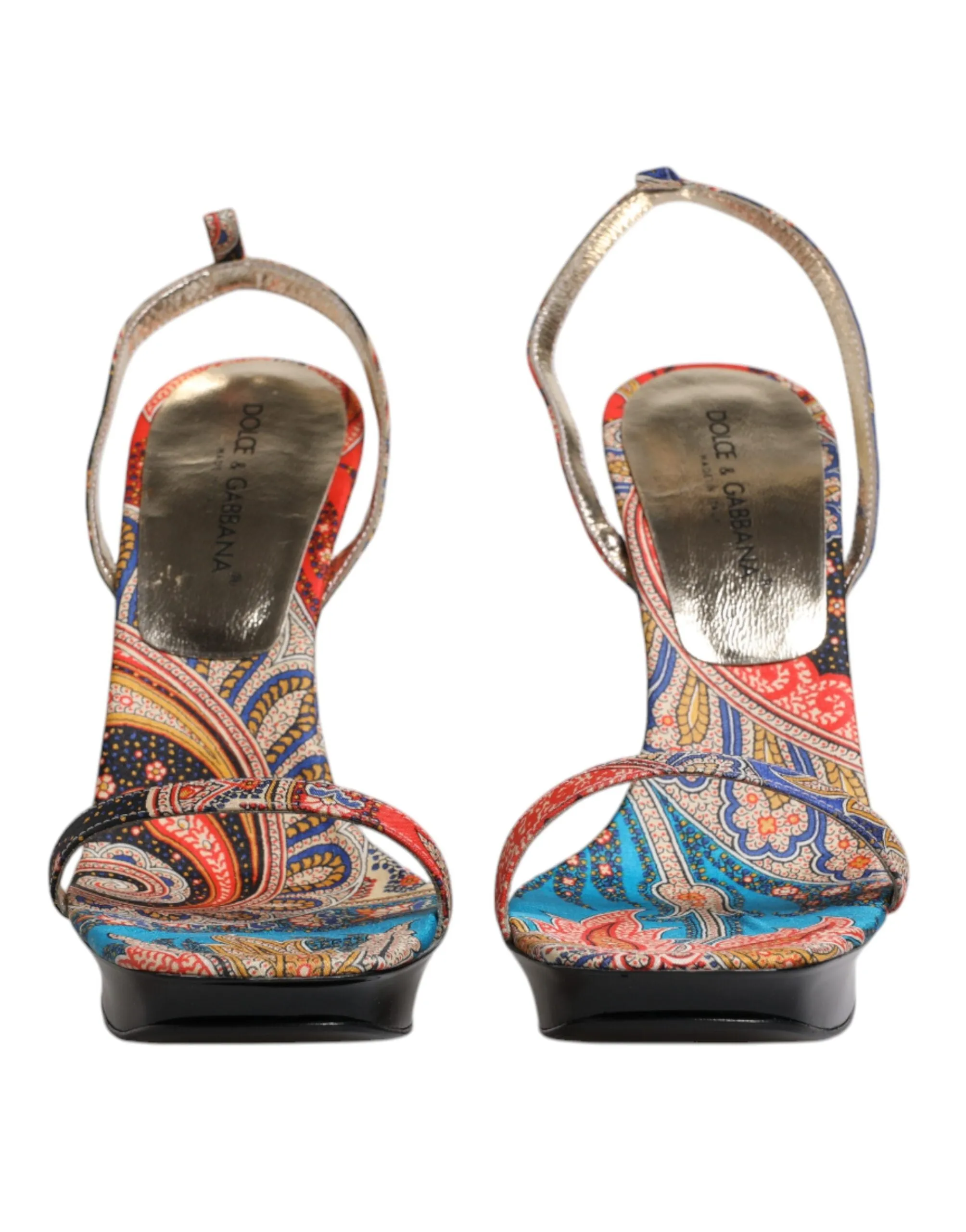 Dolce&Gabbana Women Multicolor Sandals Leather Floral Strappy Heels Shoes EUR 39