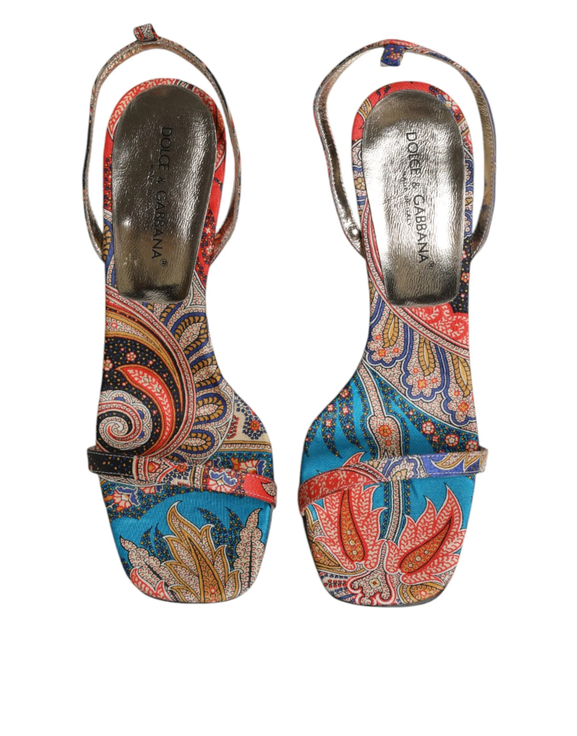 Dolce&Gabbana Women Multicolor Sandals Leather Floral Strappy Heels Shoes EUR 39