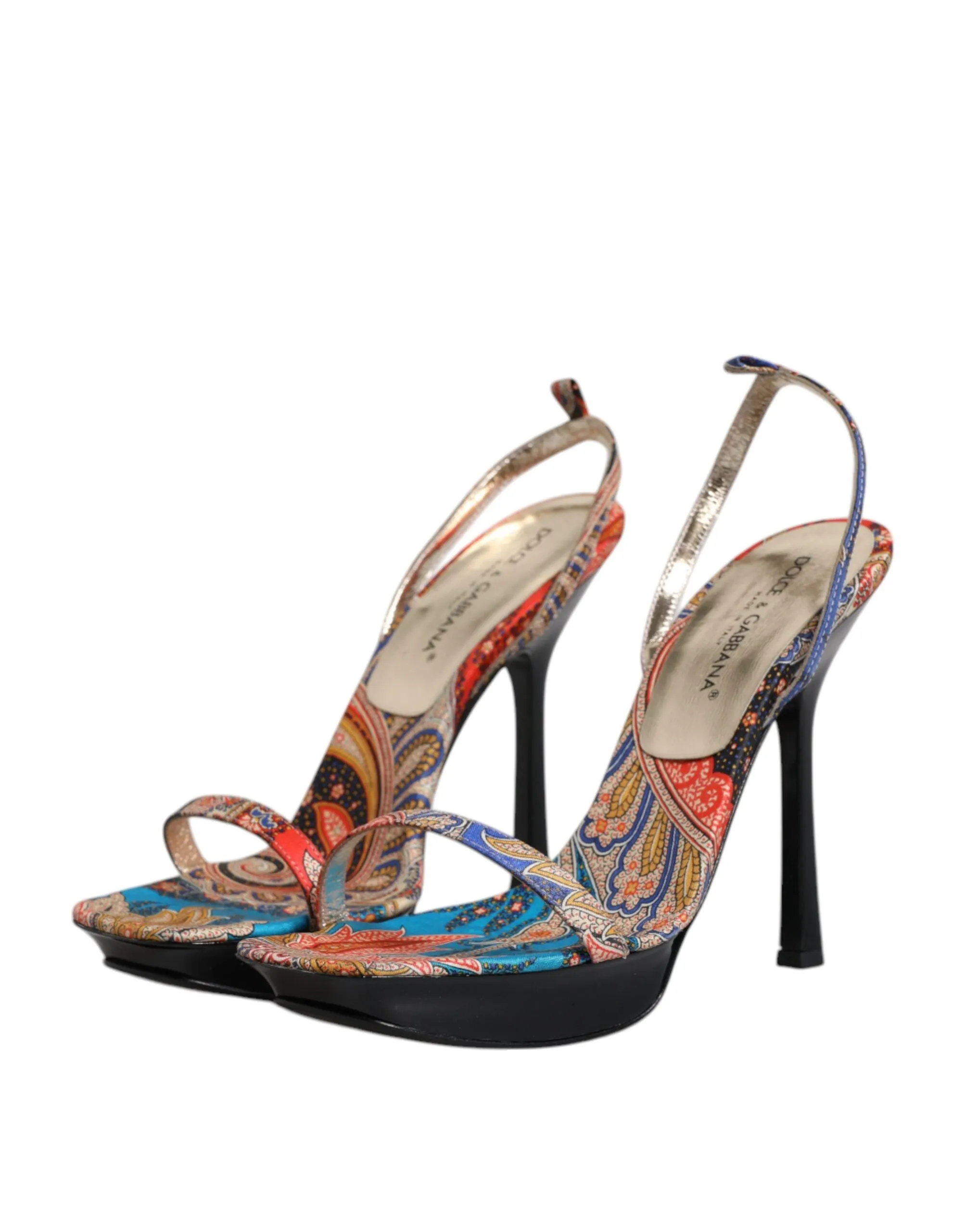 Dolce&Gabbana Women Multicolor Sandals Leather Floral Strappy Heels Shoes EUR 39