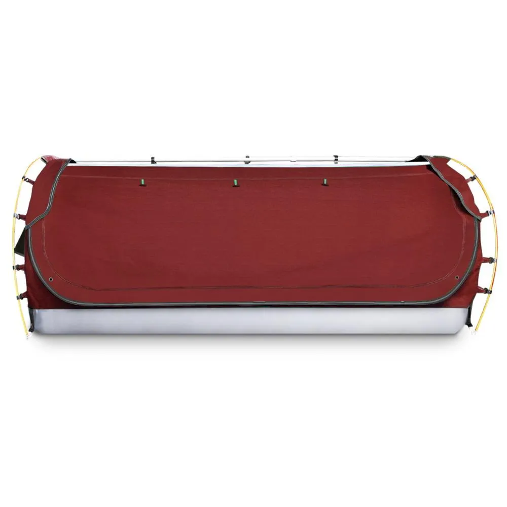 Double Swag Camping Swags Canvas Free Standing Dome Tent Red with 7CM Mattress