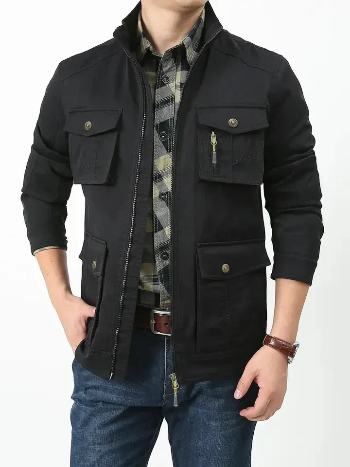 Durable, weatherproof men's nylon jacket for the outdoors