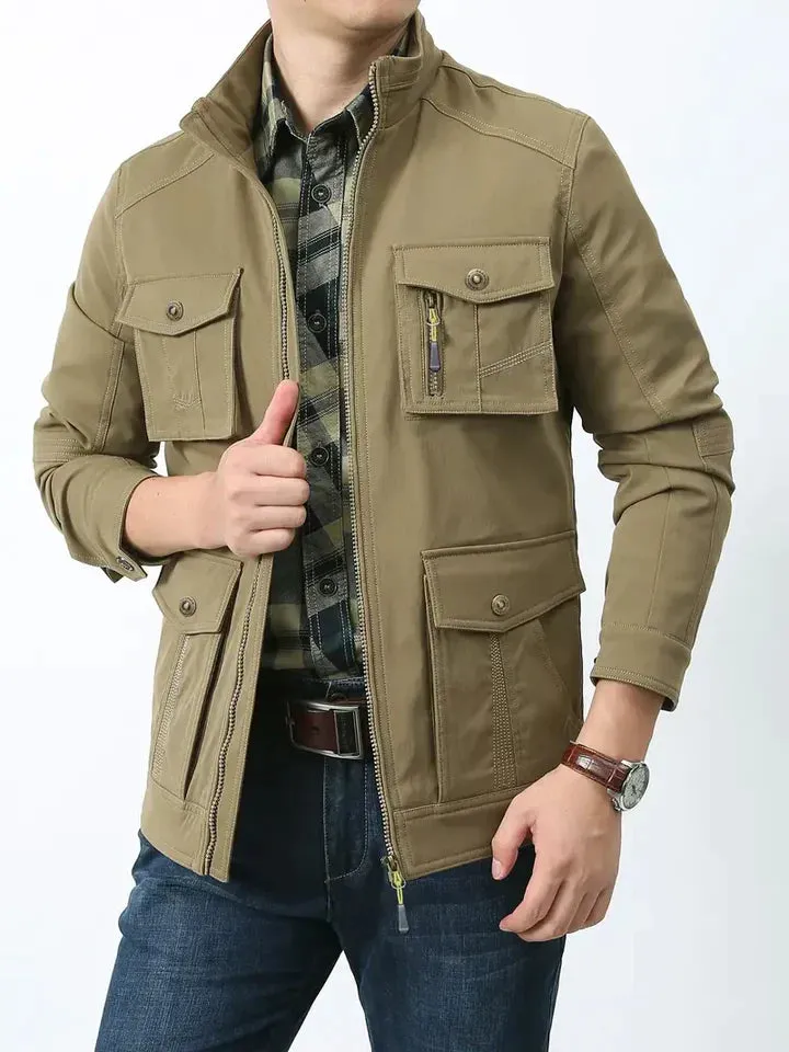 Durable, weatherproof men's nylon jacket for the outdoors