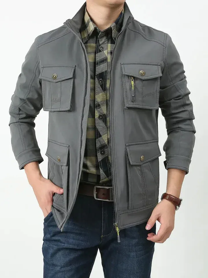 Durable, weatherproof men's nylon jacket for the outdoors