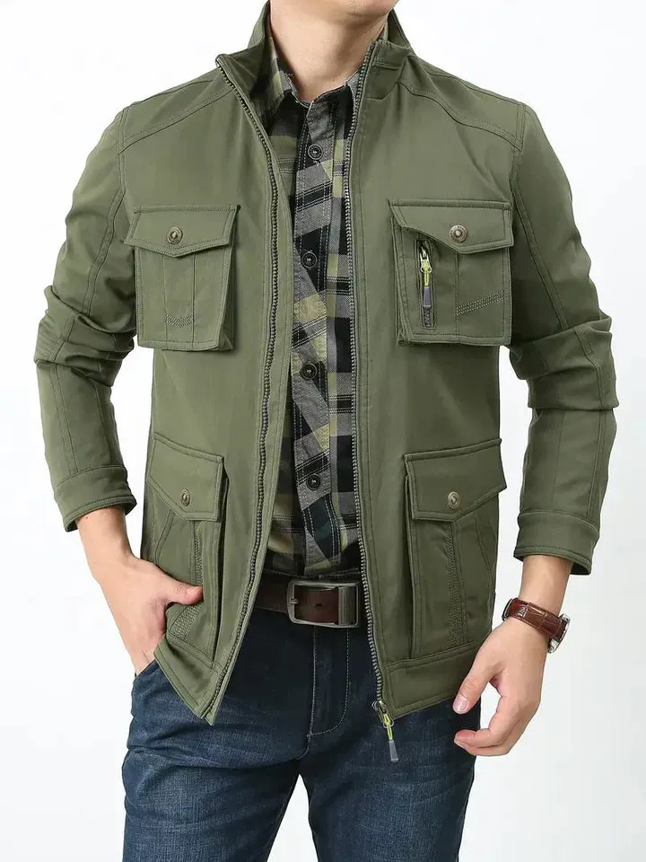Durable, weatherproof men's nylon jacket for the outdoors