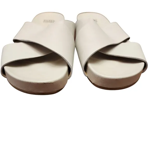 Eileen Fisher Bond Bone White Leather Slip-on Crossover Strap Sandals Size 8