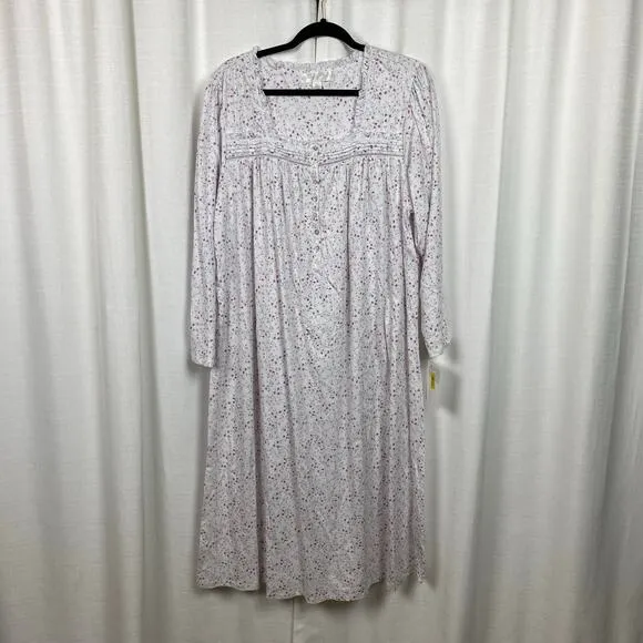 Eileen West White&amp;Pink Floral Nightgown Sz.1X NWT