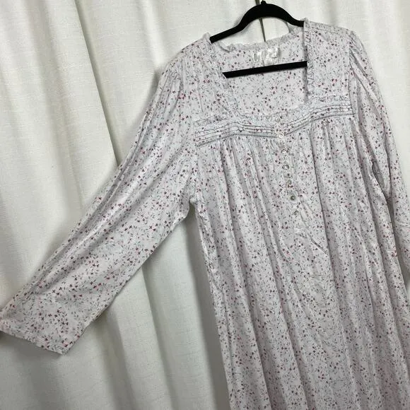 Eileen West White&amp;Pink Floral Nightgown Sz.1X NWT