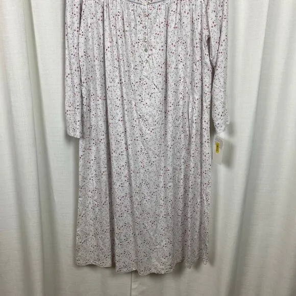 Eileen West White&amp;Pink Floral Nightgown Sz.1X NWT