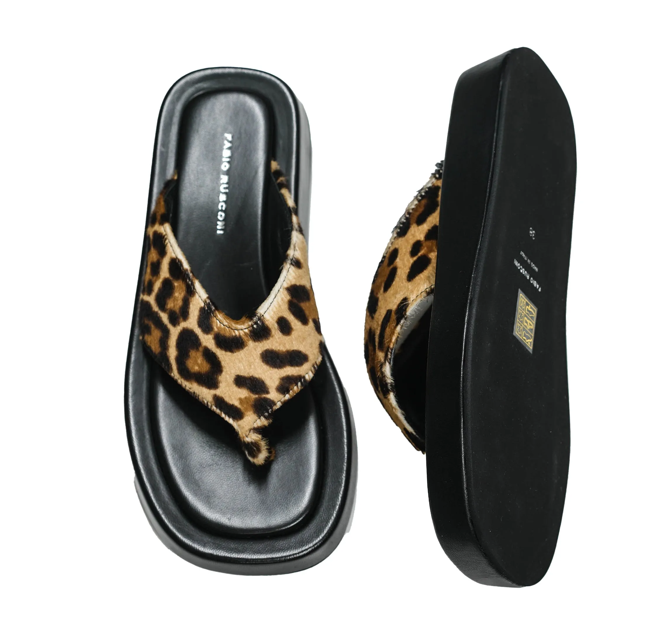 Fabio Rusconi Women's Leopard Pony Flat Thong Gina