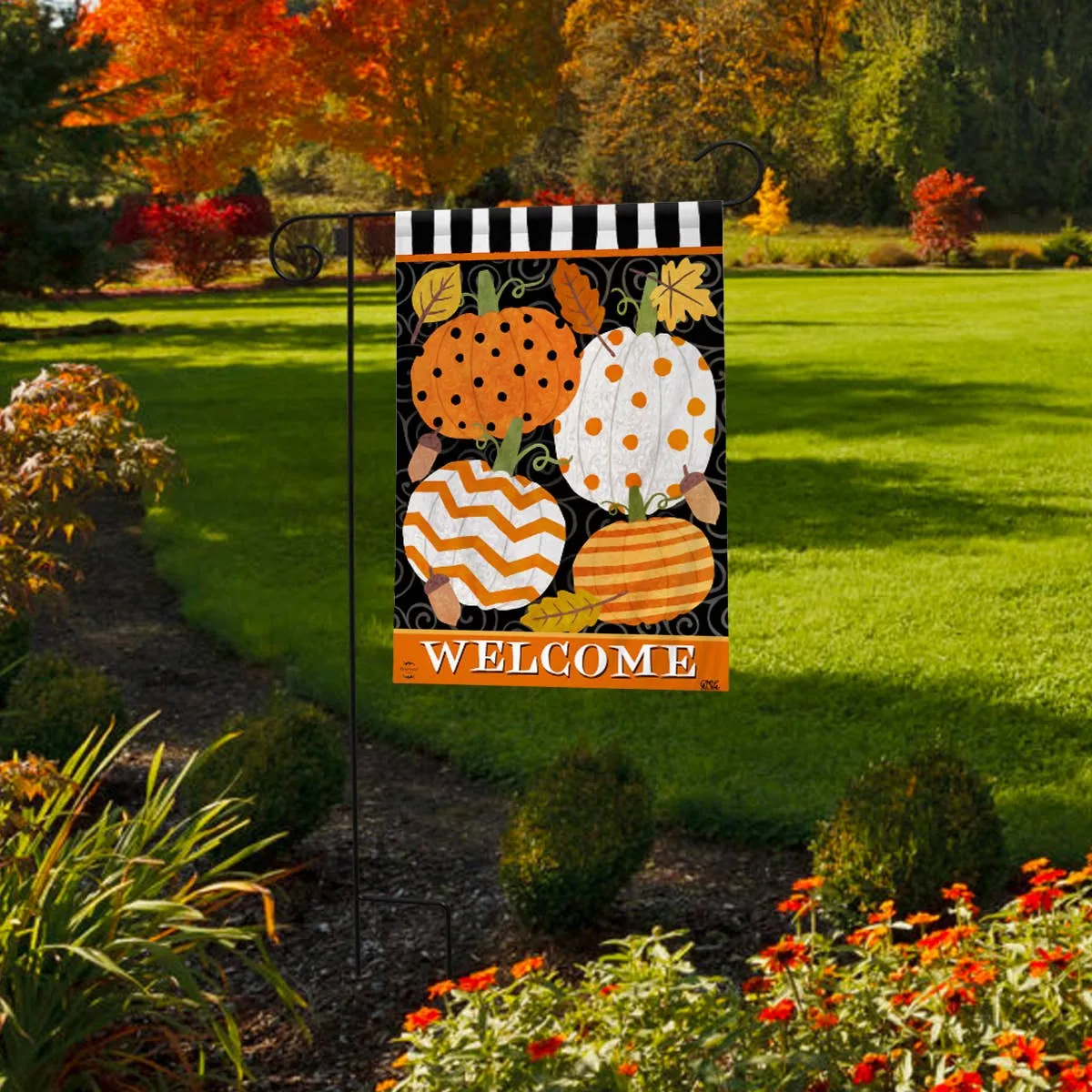 Fall Celebration Pumpkins Garden Flag 12" x 18"