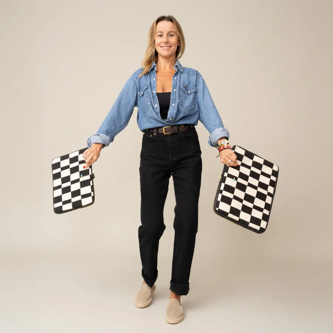 FINAL SALE: Laptop Sleeve - Large - Black Checker