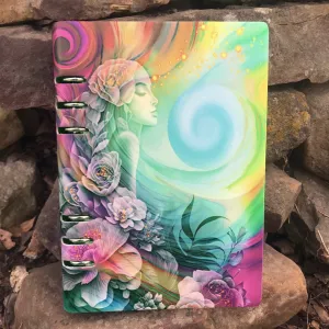 Flower Child Colorful Art Binder Notebook, Purse Size Lined Journal for Dreams or Diary